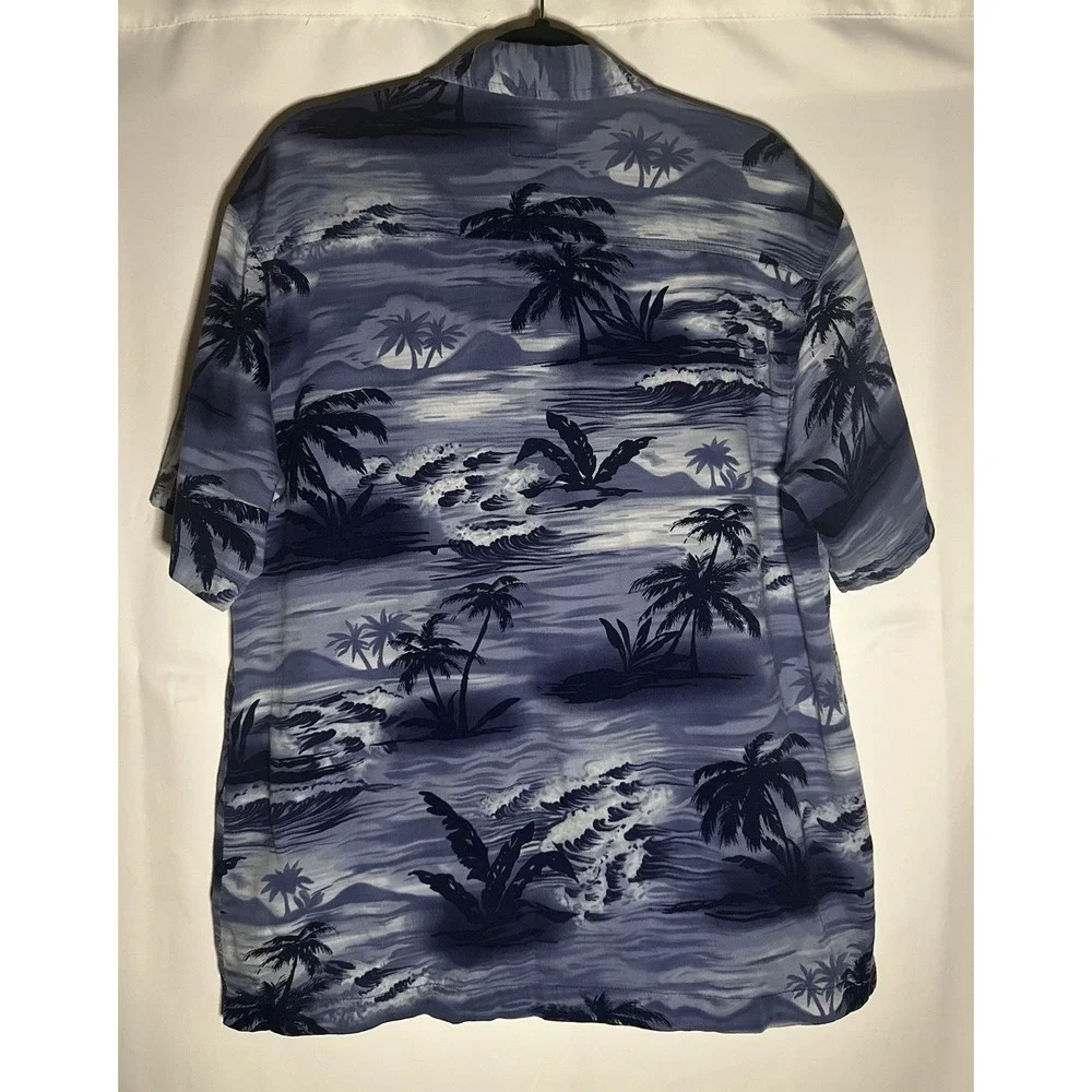 QuickSilver Hawaiian Mens Small - Blue‎ Palm Tree Shirt